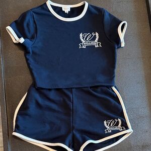 Le Lis Navy Lounge Set with White Trim Wellness Academia size XS/ S